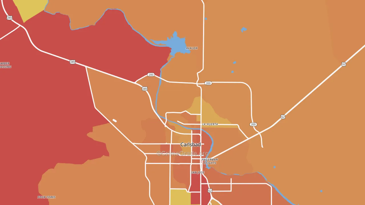 Carlsbad North, NM Map of Murder Rates