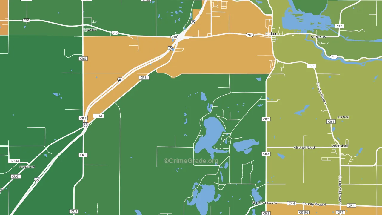 Carlton, MN Map of Murder Rates
