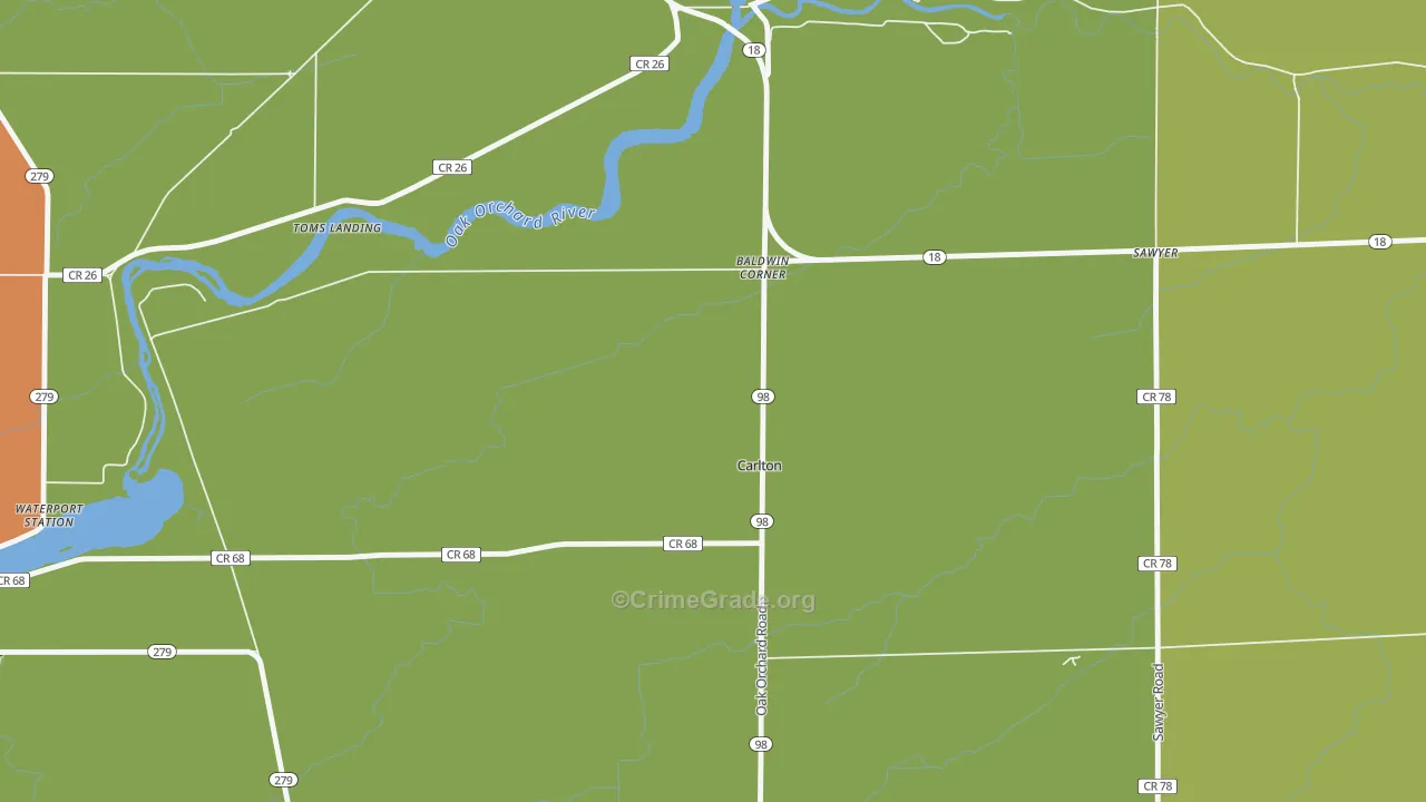 Carlton, NY Map of Murder Rates