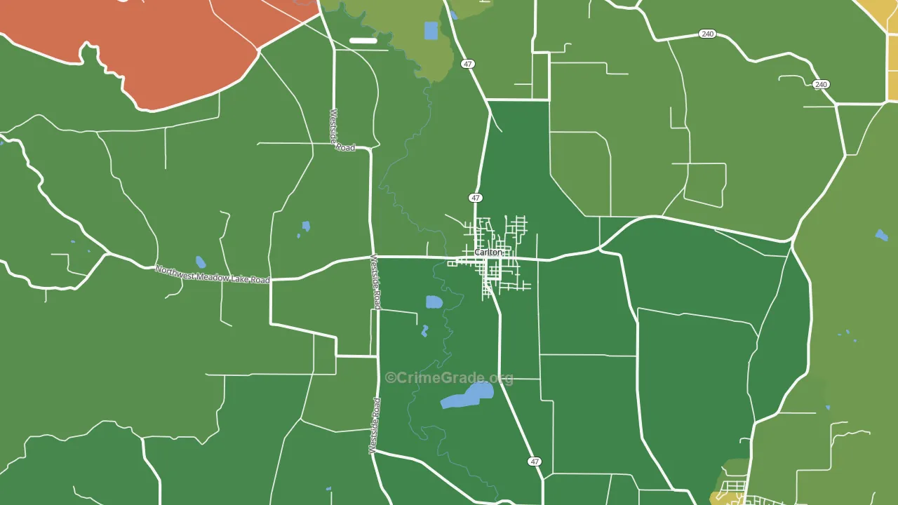 Carlton, OR Map of Murder Rates