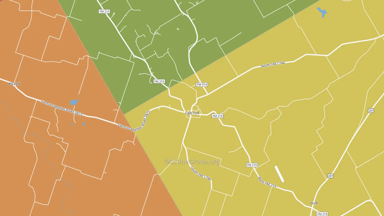 Carlton, TX Map of Murder Rates