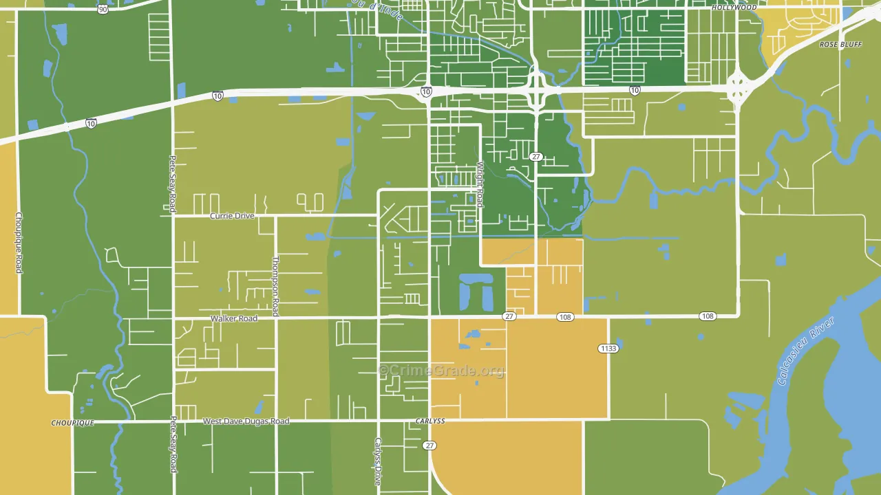 Carlyss, LA Map of Murder Rates