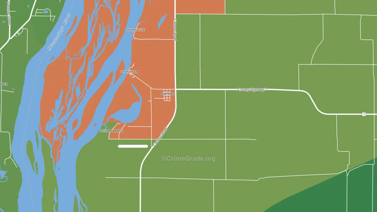 Carman, IL Map of Murder Rates