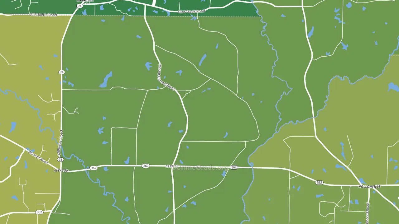 Carmel, GA Map of Murder Rates