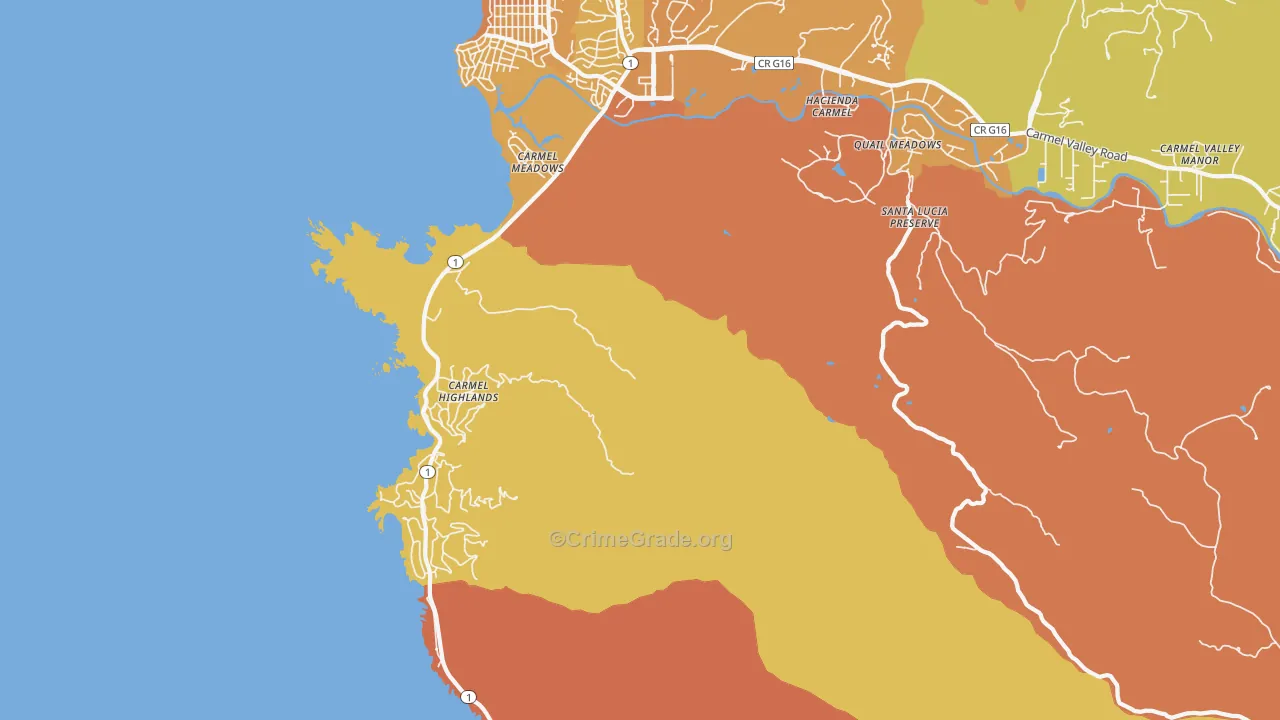 Carmel Highlands, CA Map of Murder Rates