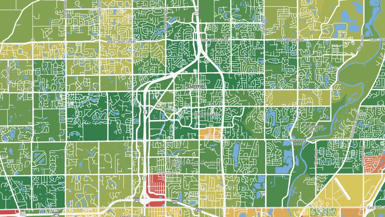 Carmel, IN Map of Murder Rates