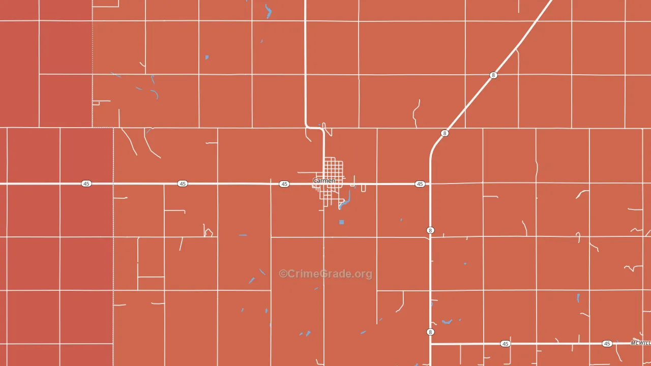 Carmen, OK Map of Murder Rates