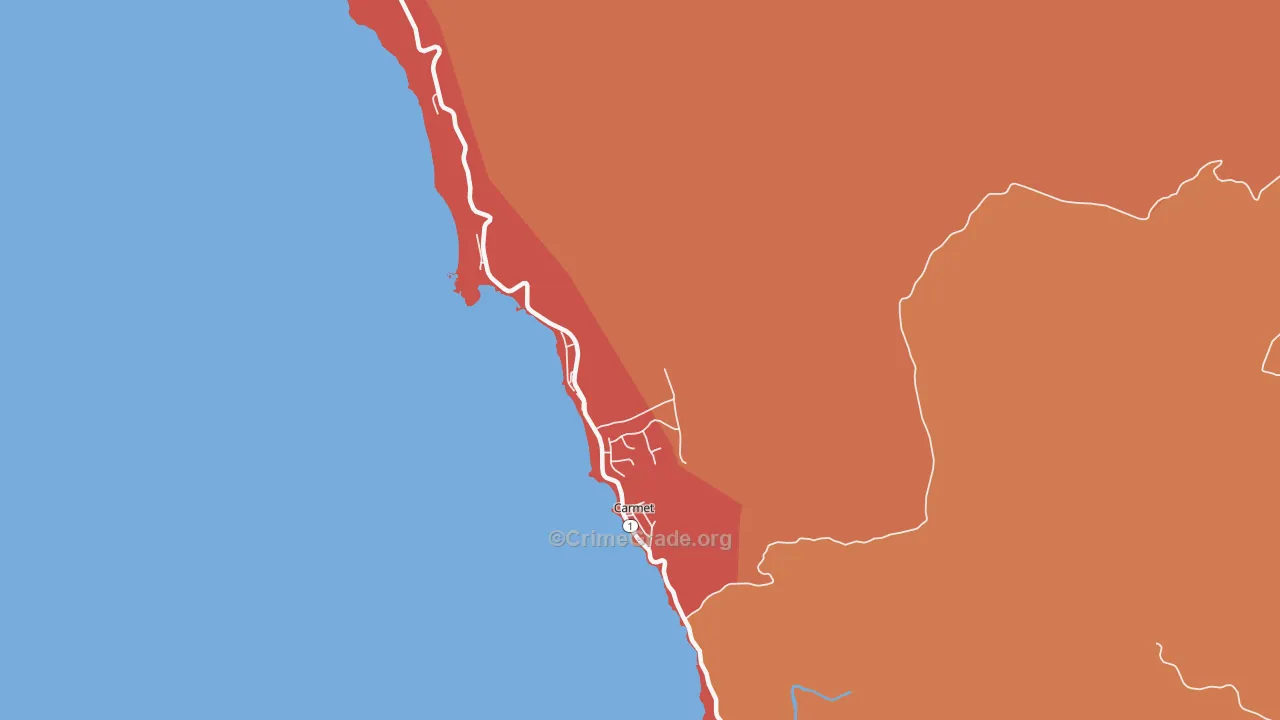 Carmet, CA Map of Murder Rates