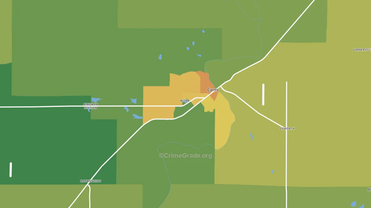 Carmi, IL Map of Murder Rates