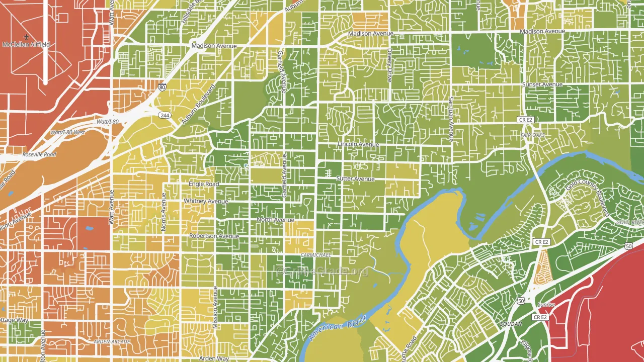 Carmichael, CA Map of Murder Rates