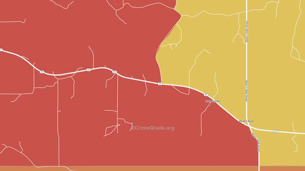 Carmichael, MS Map of Murder Rates
