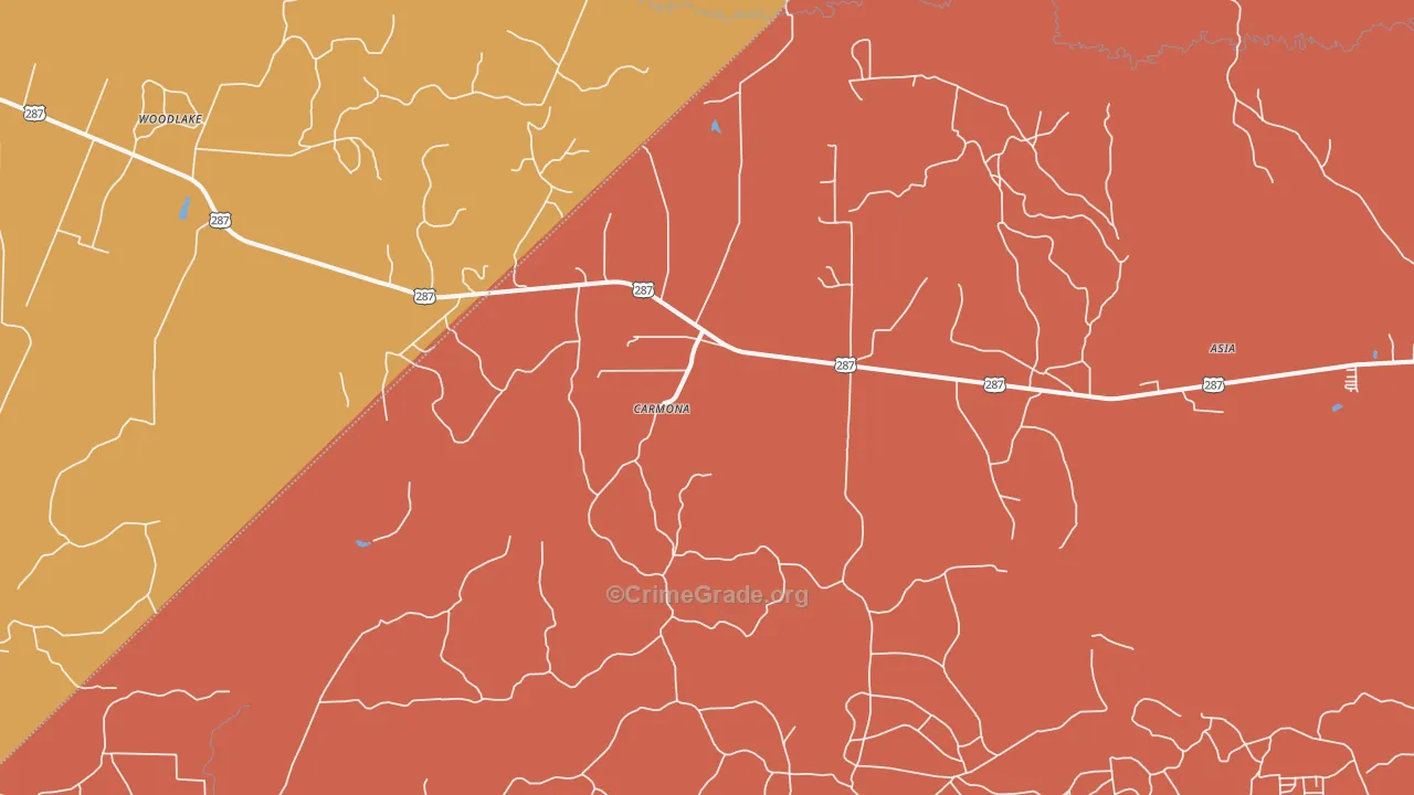 Carmona, TX Map of Murder Rates