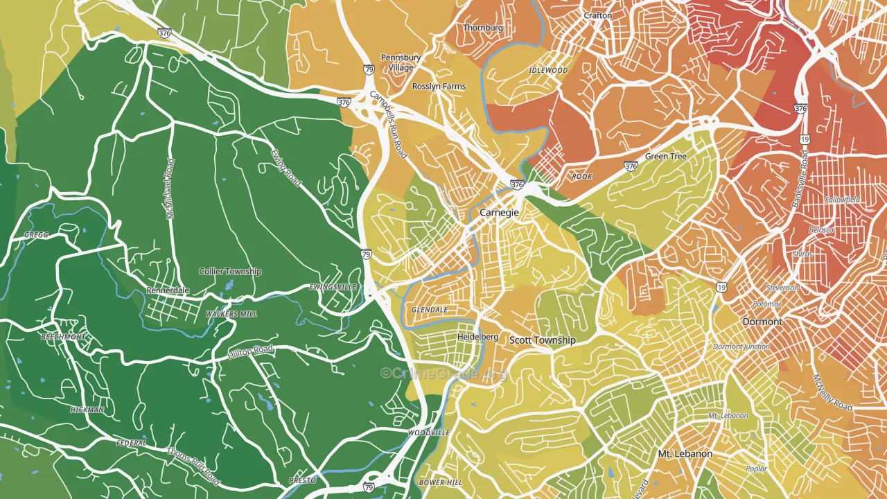 Carnegie, PA Map of Murder Rates