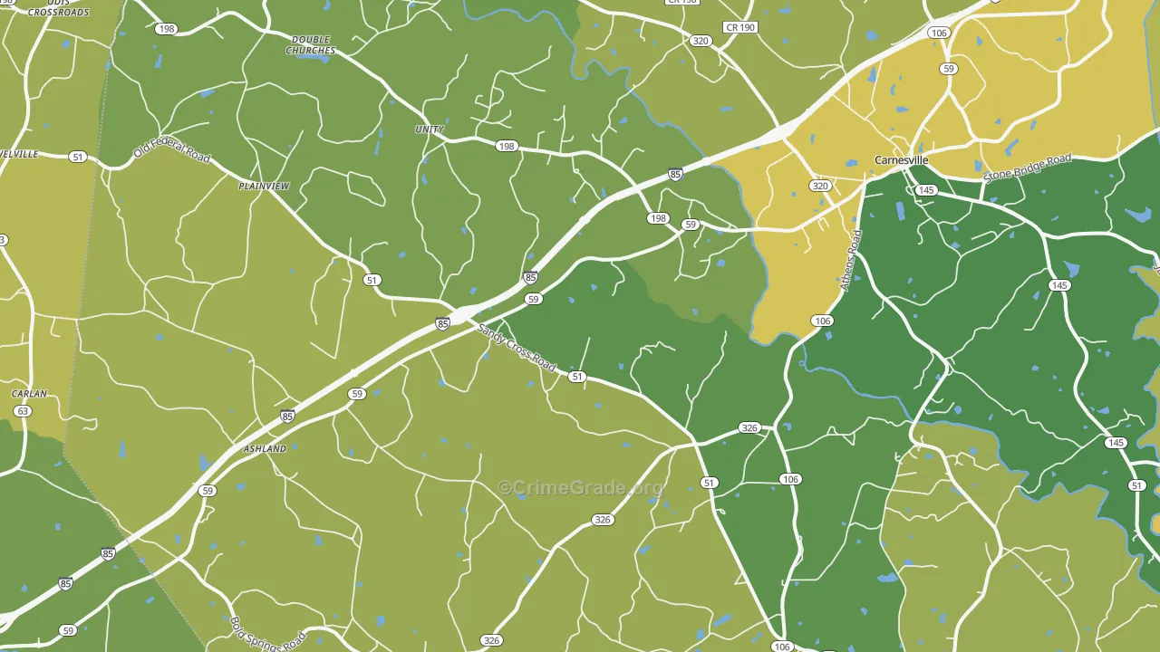Carnesville, GA Map of Murder Rates