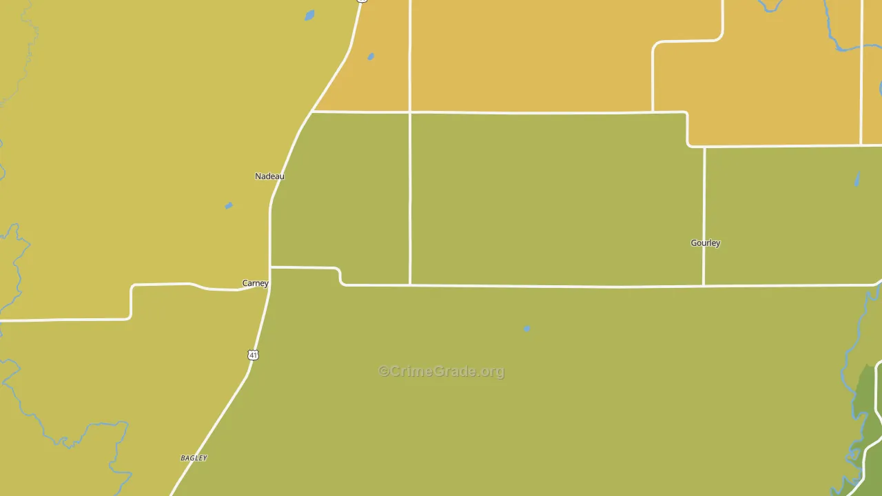 Carney, MI Map of Murder Rates