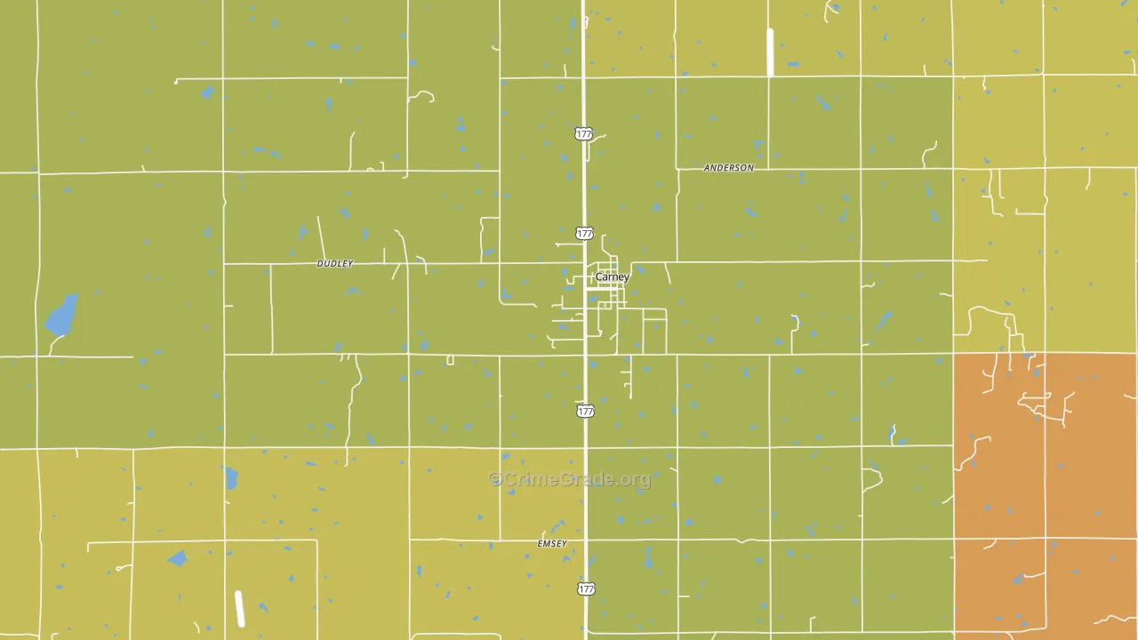 Carney, OK Map of Murder Rates