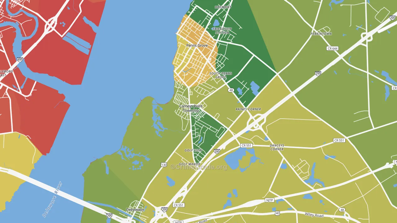 Carneys Point, NJ Map of Murder Rates