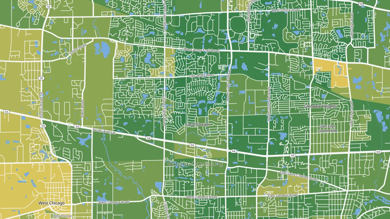 Carol Stream, IL Map of Murder Rates