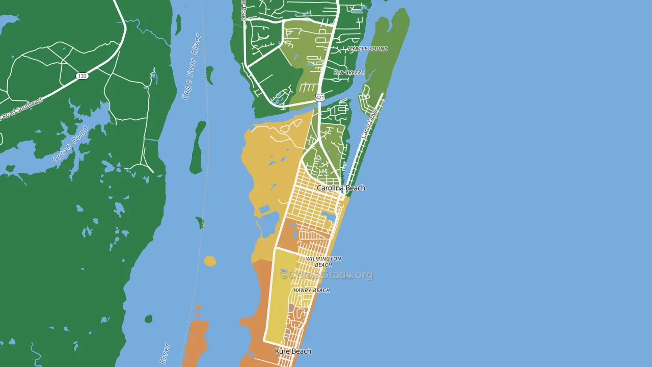 Carolina Beach, NC Map of Murder Rates