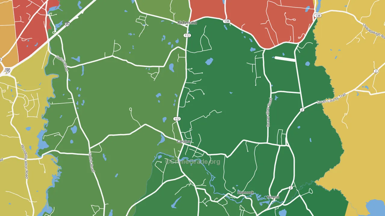Carolina, RI Map of Murder Rates