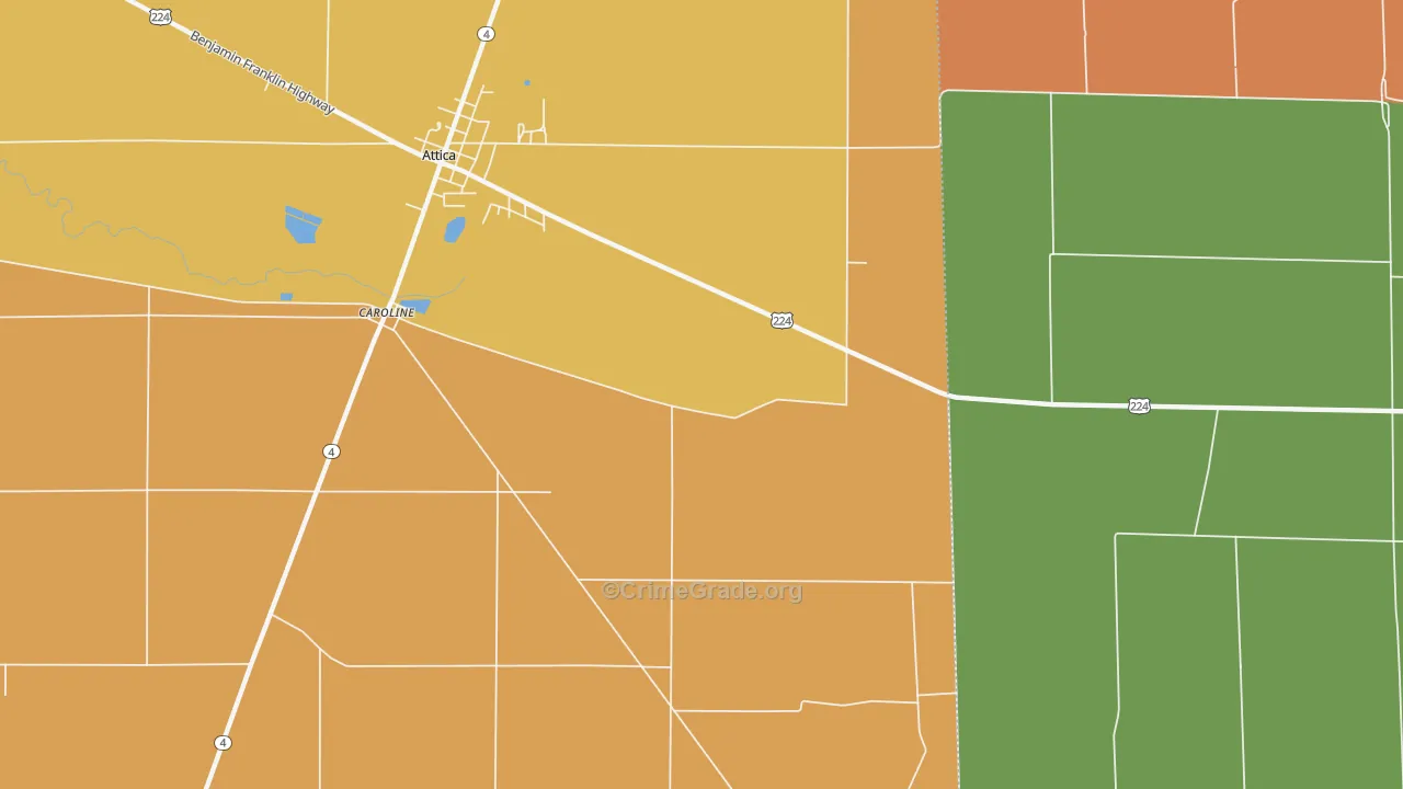 Caroline, OH Map of Murder Rates