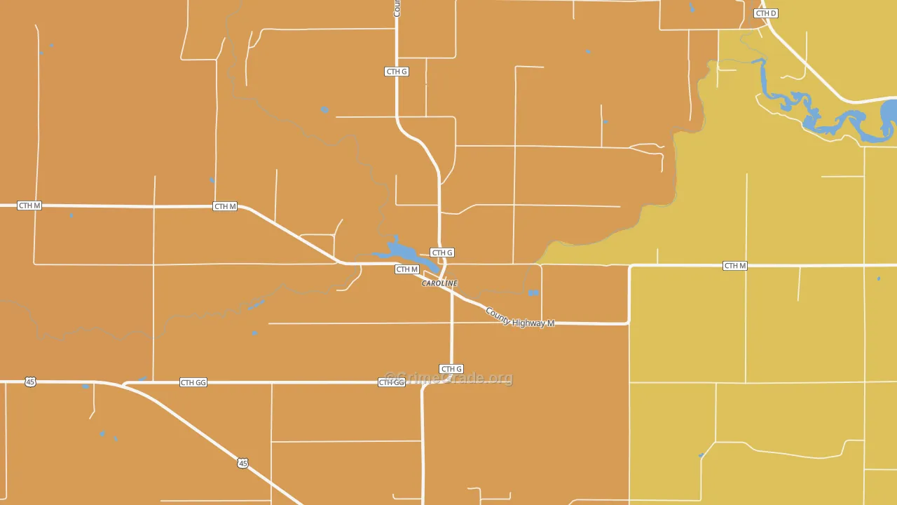 Caroline, WI Map of Murder Rates