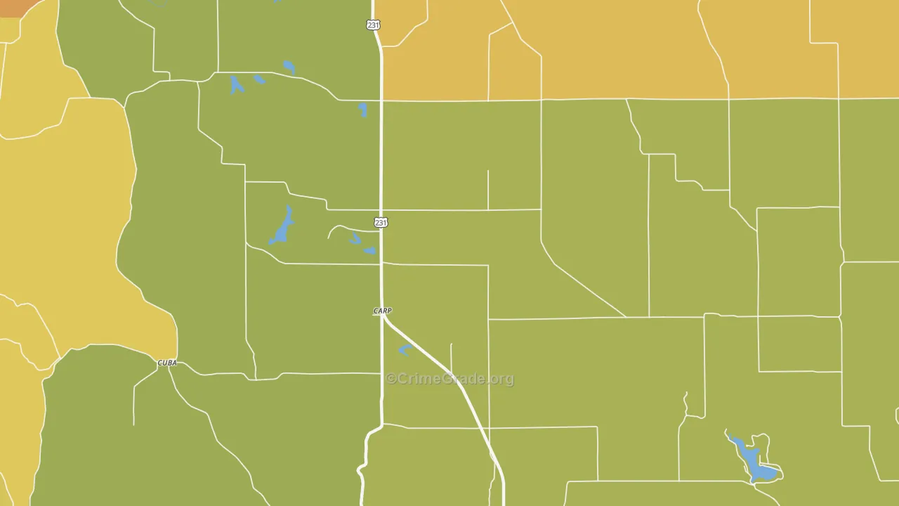 Carp, IN Map of Murder Rates