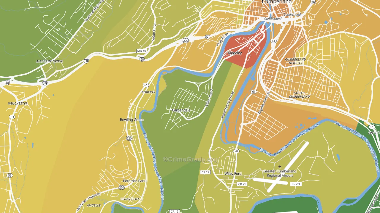 Carpendale, WV Map of Murder Rates