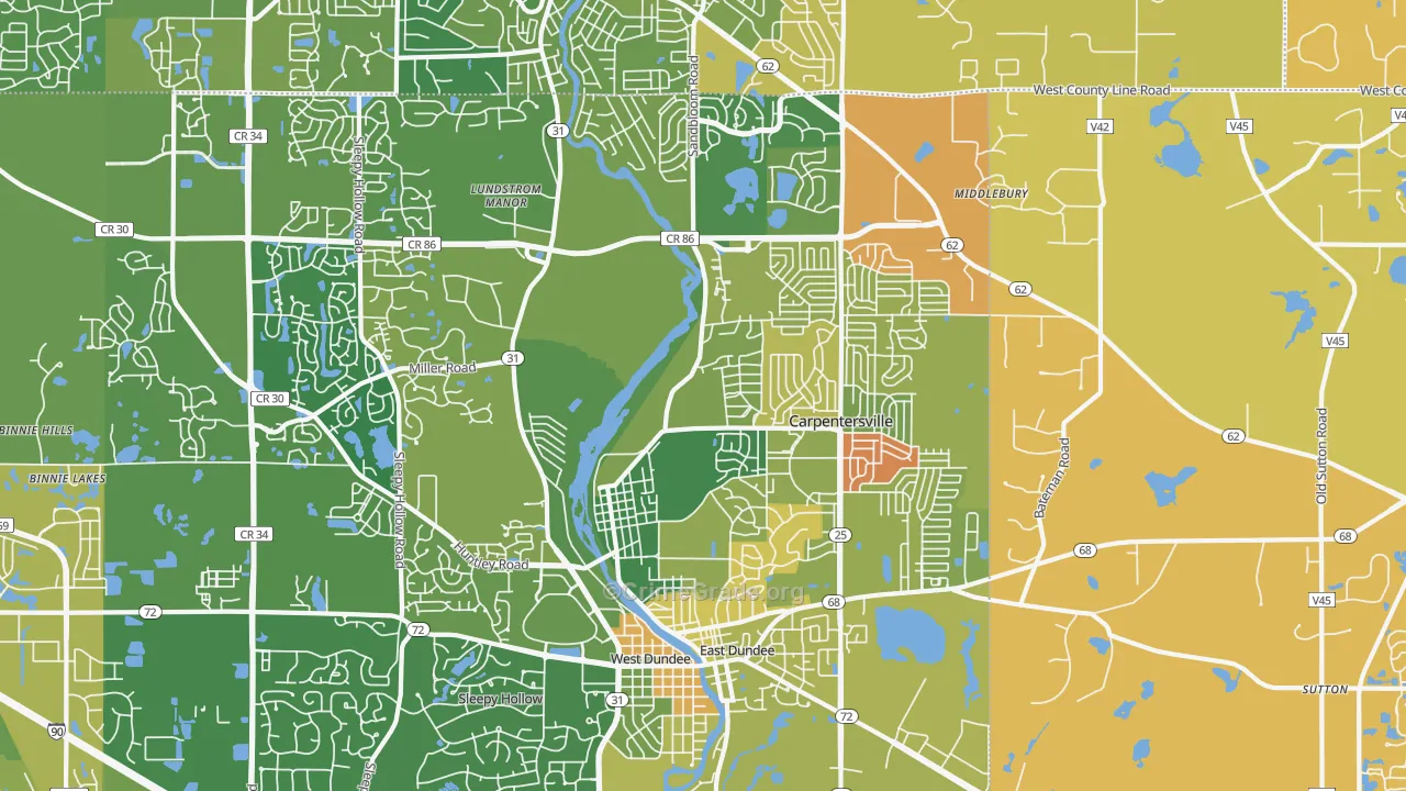 Carpentersville, IL Map of Murder Rates