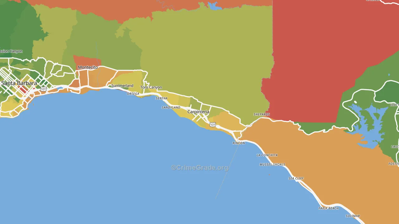 Carpinteria, CA Map of Murder Rates