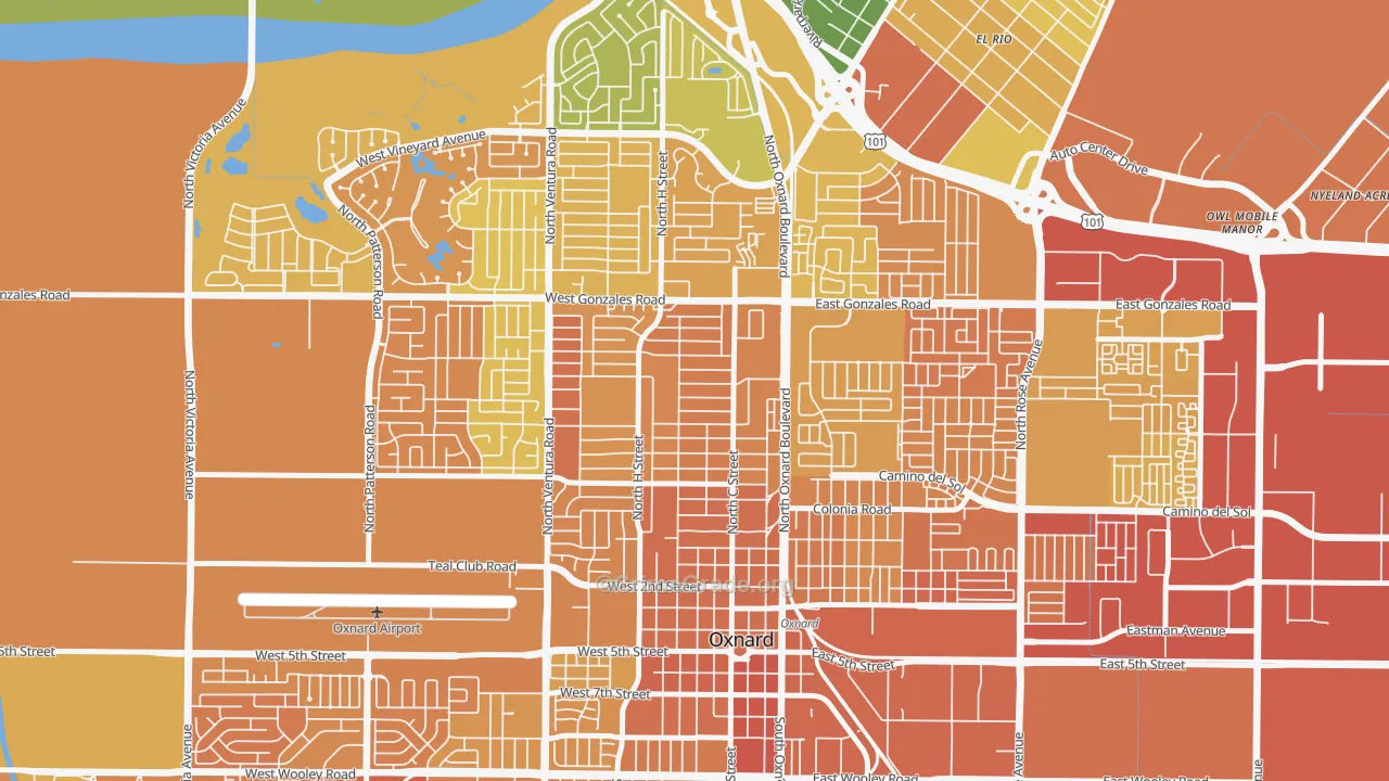 Carriage Square, Oxnard, CA Map of Murder Rates