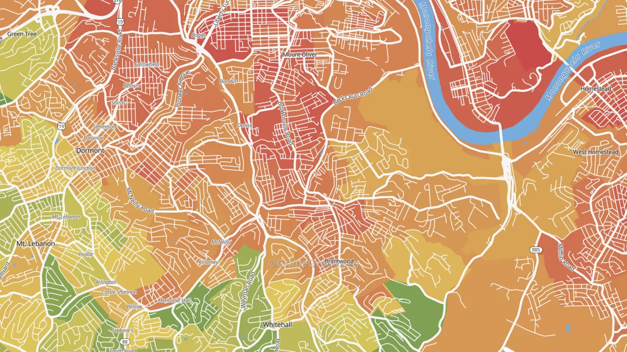 Carrick, Pittsburgh, PA Map of Murder Rates
