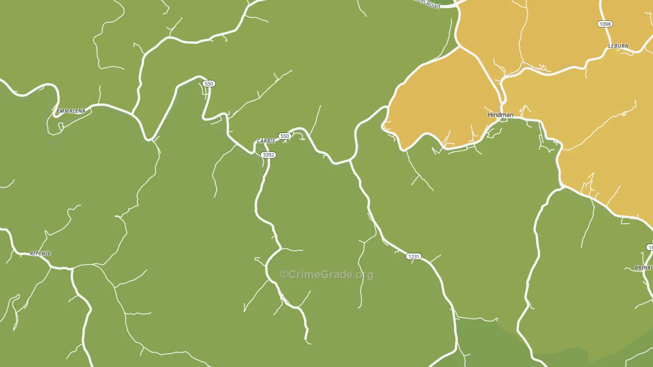 Carrie, KY Map of Murder Rates