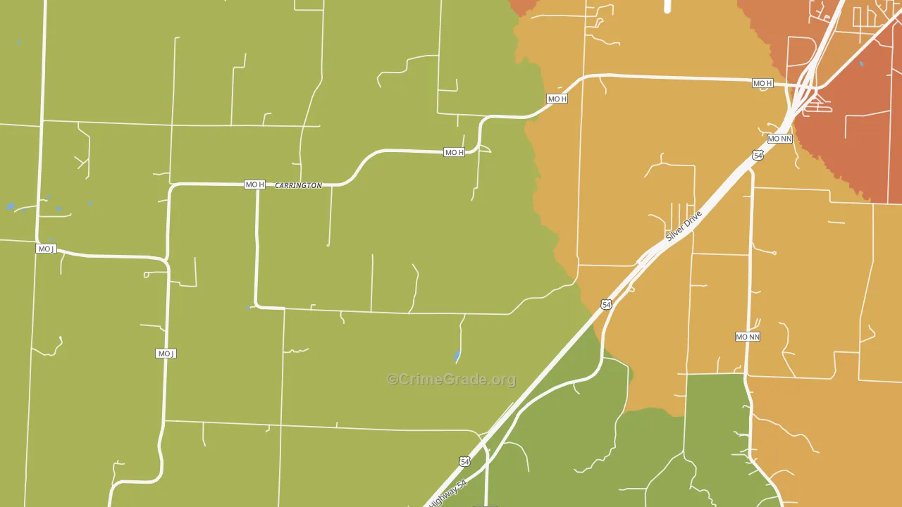 Carrington, MO Map of Murder Rates