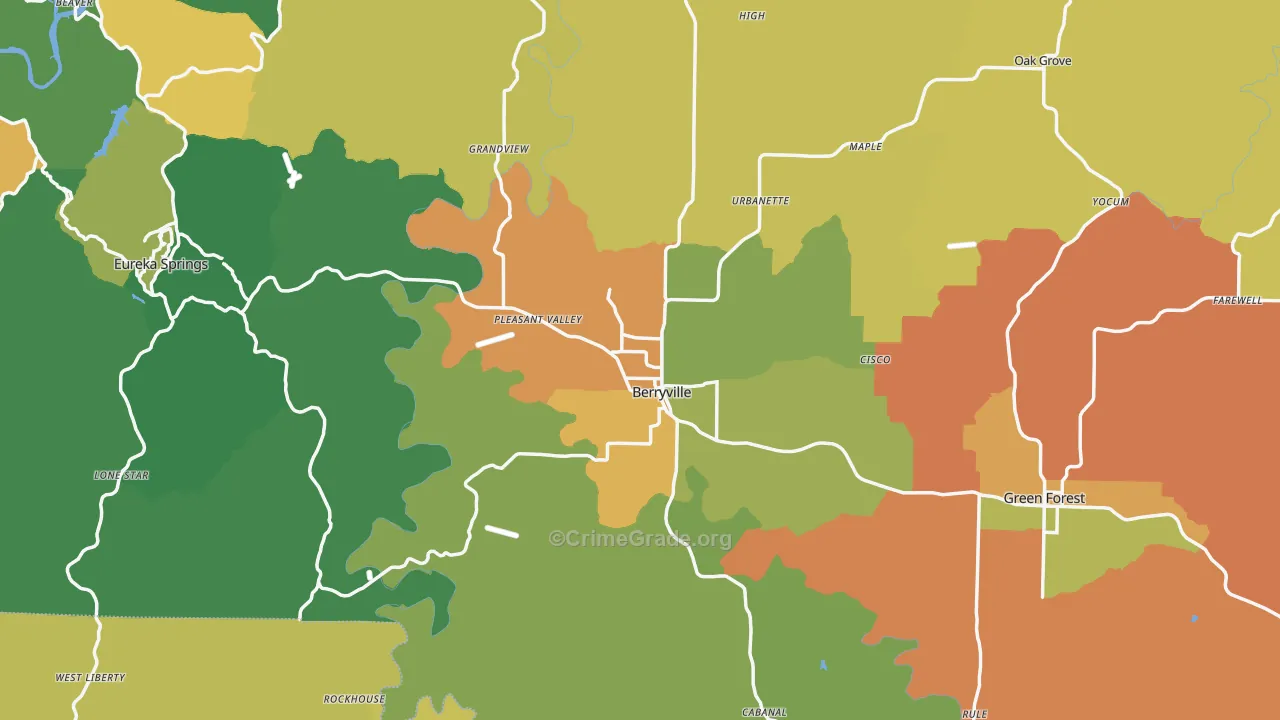 Carroll County, AR Map of Murder Rates
