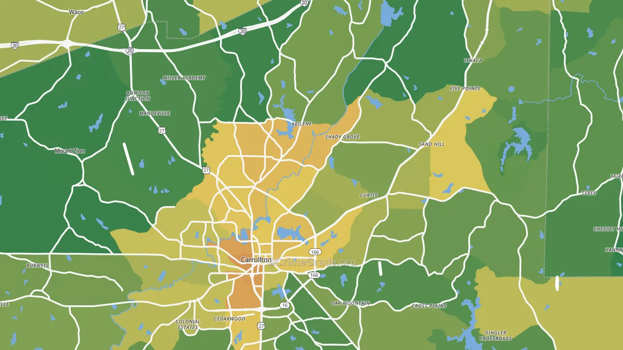 Carroll County, GA Map of Murder Rates
