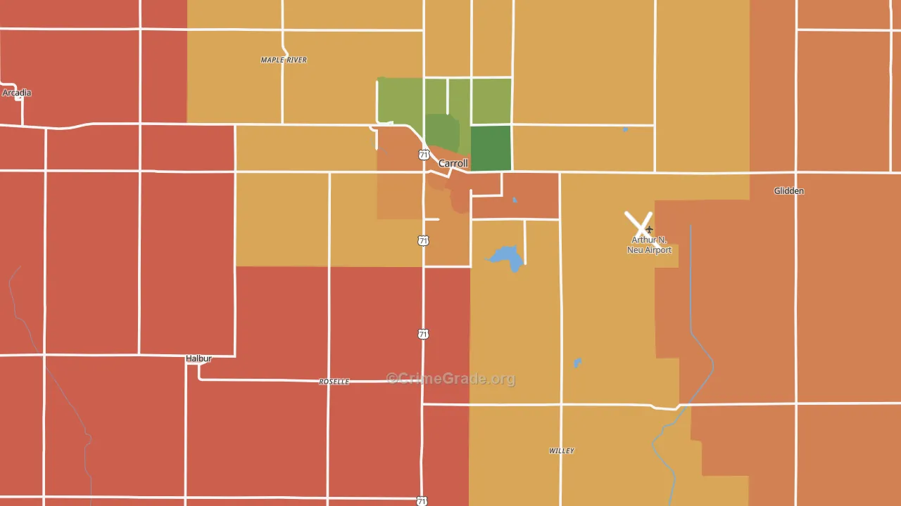 Carroll County, IA Map of Murder Rates