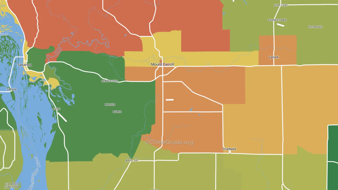 Carroll County, IL Map of Murder Rates