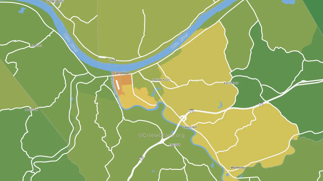 Carroll County, KY Map of Murder Rates