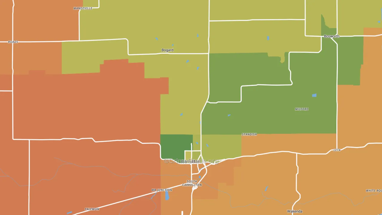 Carroll County, MO Map of Murder Rates
