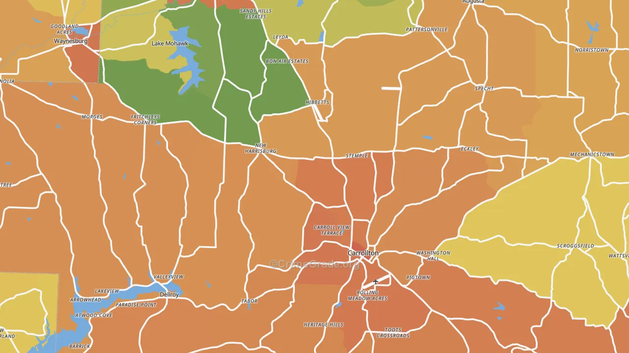 Carroll County, OH Map of Murder Rates