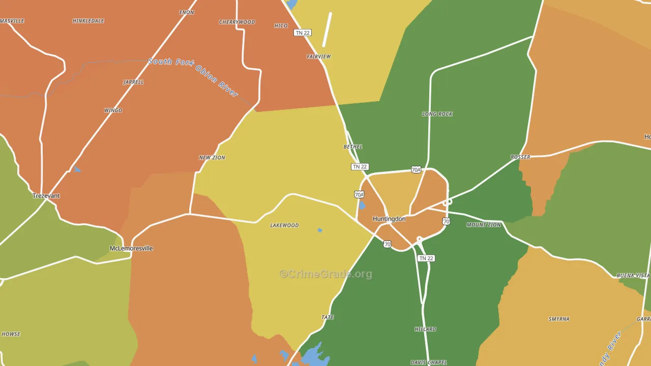 Carroll County, TN Map of Murder Rates