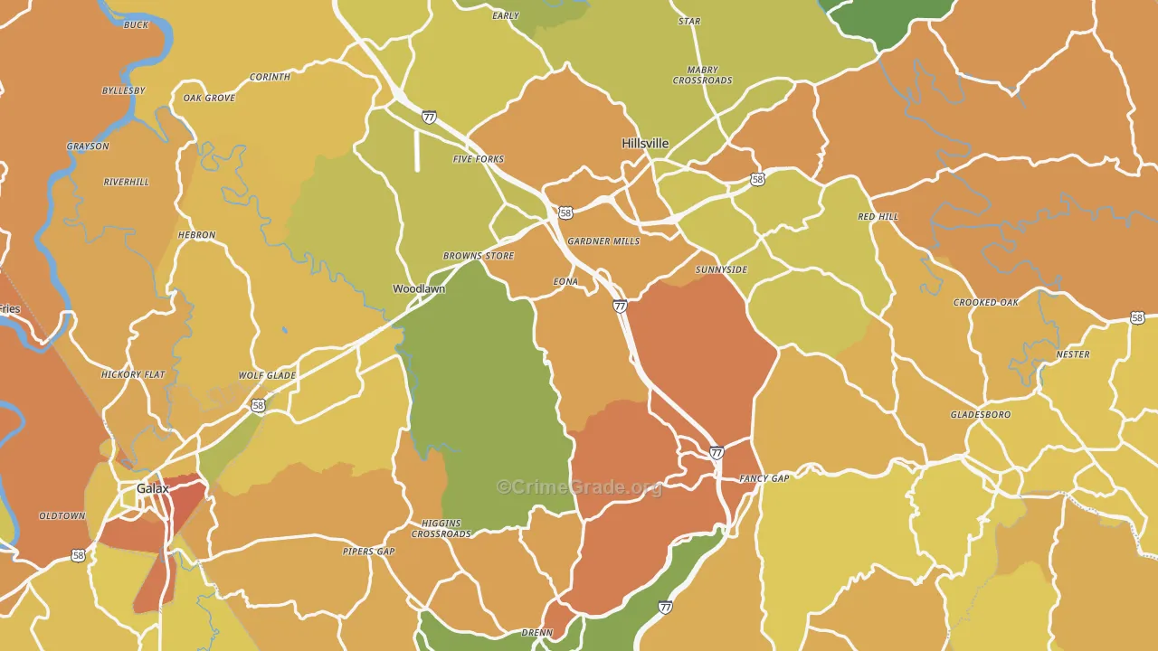Carroll County, VA Map of Murder Rates