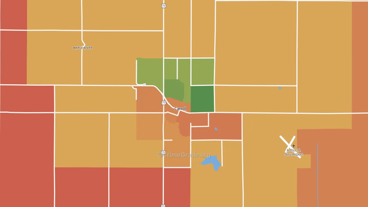 Carroll, IA Map of Murder Rates