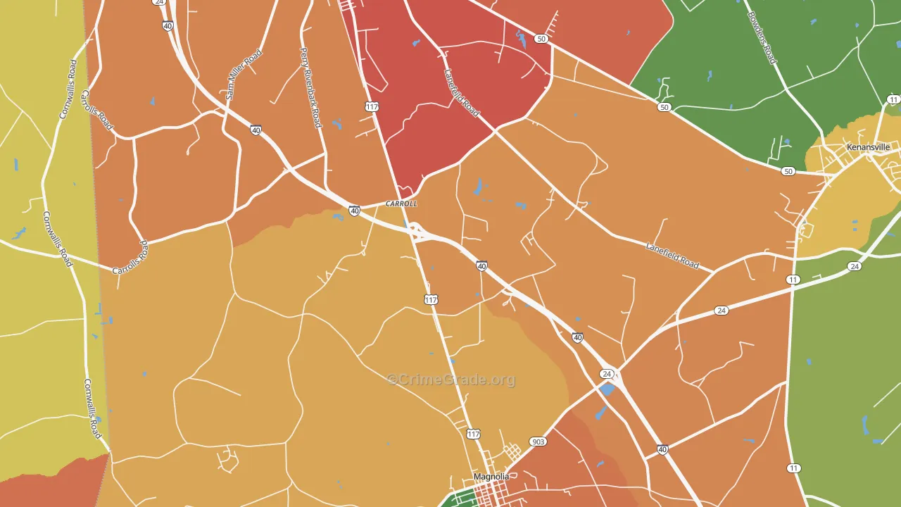 Carroll, NC Map of Murder Rates