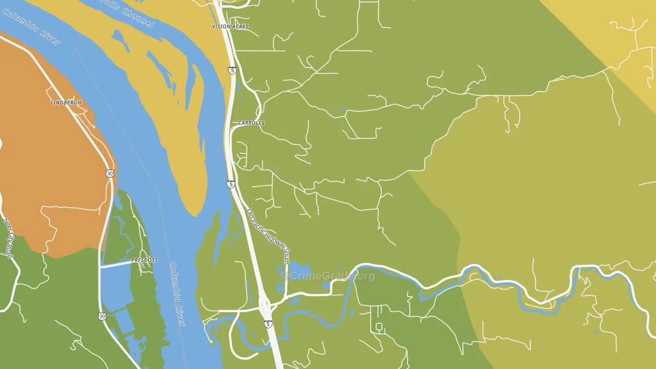 Carrolls, WA Map of Murder Rates