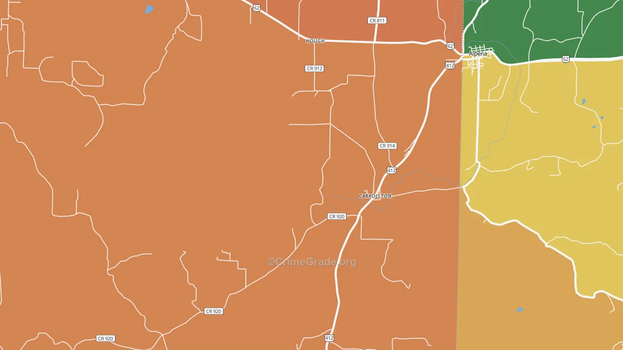 Carrollton, AR Map of Murder Rates