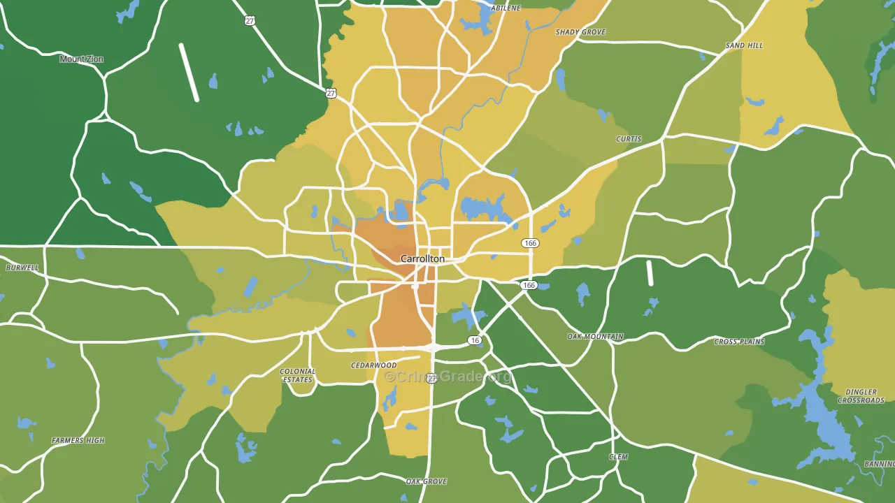 Carrollton, GA Map of Murder Rates