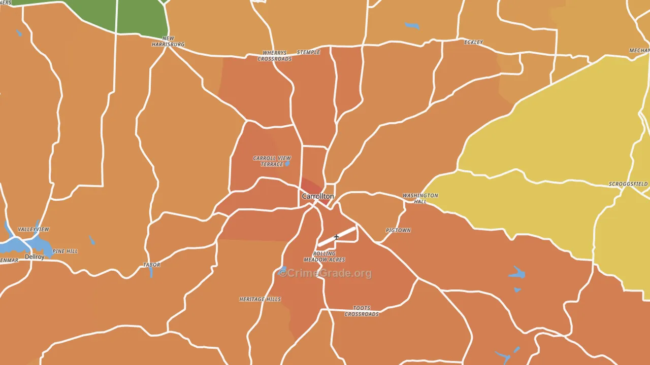 Carrollton, OH Map of Murder Rates