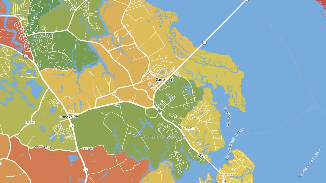 Carrollton, VA Map of Murder Rates